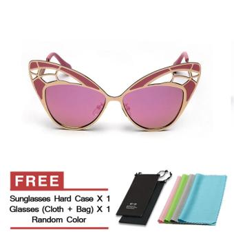 Women's Eyewear Sunglasses Women Mirror Cat Eye Retro Sun Glasses Pink Color Brand Design - Intl