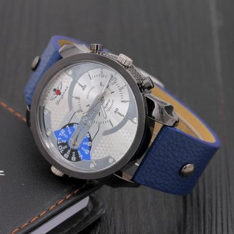 CE dual movement when the two show rivets belt men's watches Europe and the United States selling a single product watch selling single product round dial Blue strap Blue dial - intl
