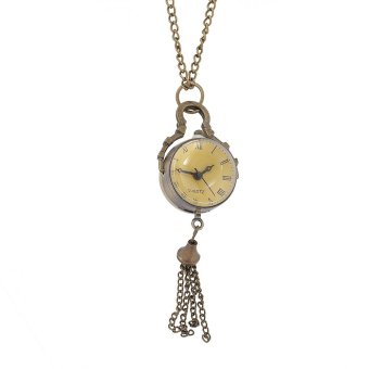 Vintage Transparent Globular Covers Pocket Mechanical Watch Necklace Wristwatch - intl