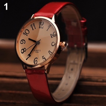 Elegant Ladies Leather Strap Big Digit Style Analog Quartz Wrist Watch - intl