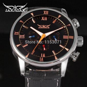 New Popular Jargar Automatic Men Watch Factory Black Genuine Leather Strap Best Price with Gift Box - intl