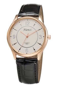 2015 Brand Big Dial wristwatch for Lover Men Women Watches Fashion Casual PU Leather Couple Dress Watch(Man)