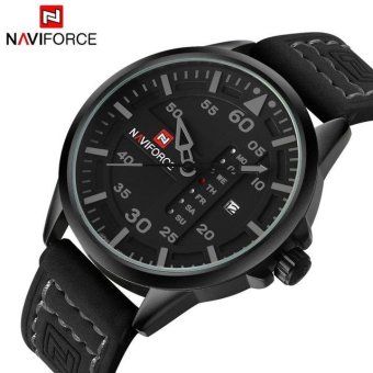 NAVIFORCE 9074 Mens Watches Top Brand Luxury NAVIFORCE Quartz Watch Men Sport Military Clock Male Leather Strap Wristwatch Relogio Masculino (Grey) - intl