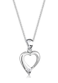 Elli Germany 925 Sterling Silver Kalung Heart Zirconia Putih