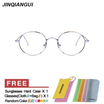 JINQIANGUI Glasses Frame Women Round Retro Titanium Eyewear Purple Color Frame Brand Designer Spectacle Frames for Nearsighted Glasses - intl