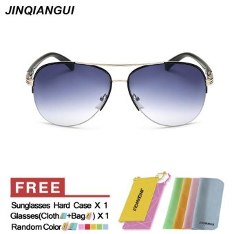 JINQIANGUI Sunglasses Men Pilot Titanium Frame Sun Glasses Grey Color Eyewear Brand Designer UV400 - intl