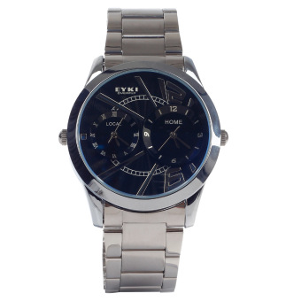 EYKI W8443AG Stylish Stainless Steel Band Men's Quartz Analog Wrist Watch (Silver)
