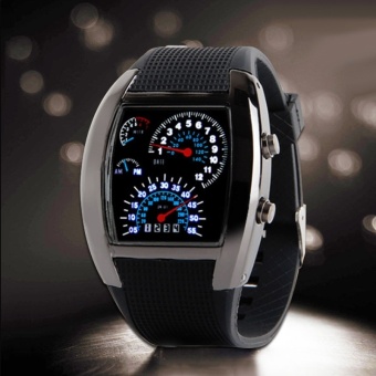New Mens RPM Turbo Blue Flash LED Sports WristWatch Car Speed Meter Dial Watch Wrist watch - intl