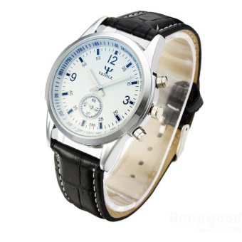 LD Shop YAZOLE 295 Leather Band Independent Second Hand Quartz Watch (White)