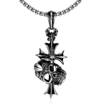 360DSC LEKANI GOMAYA Cross Skulls 316L Stainless Steel Men's Necklace Vintage Jewelry