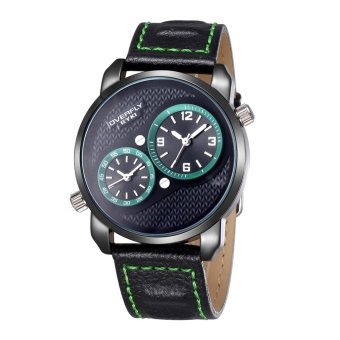 sqamin EYKI brand quartz movement 3ATM dual male watch retro casual PU Leather Watch - intl