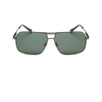Sunglasses Polarized Men Mirror Rectangle Sun Glasses Green Color Brand Design (Intl)