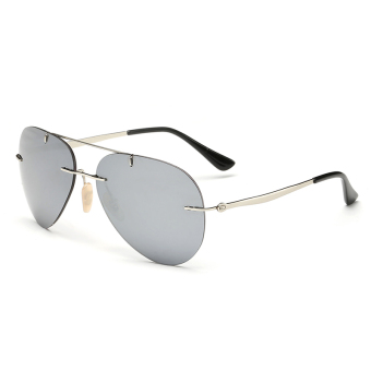 Men Sunglasses Polarized Mirror Shield Sun Glasses Silver Color Brand Design (Intl)
