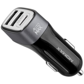 MOMAX 5.4A 3-Port USB Car Charger with Type-C & AutoMax (CE/FCC) - Black - intl