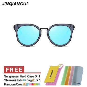 JINQIANGUI Sunglasses Women Cat Eye Retro Plastic Frame Sun Glasses Blue Color Eyewear Brand Designer UV400 - intl
