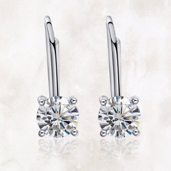 925Silve r 1 Pair Fashion LO Lady Elegant Crystal Rhinestone Ear Stud Earrings - intl