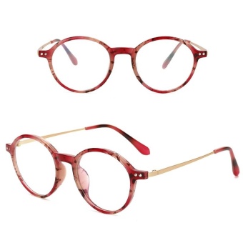 JINQIANGUI Fashion Glsses Frame Vintage Retro Round Glasses Pink Frame Glasses Plastic Frames Plain for Myopia Women Eyeglasses Optical Frame Glasses - intl