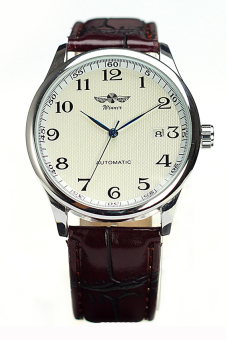 WINNER Men's Automatic Leather Wrist Watch (Brown)