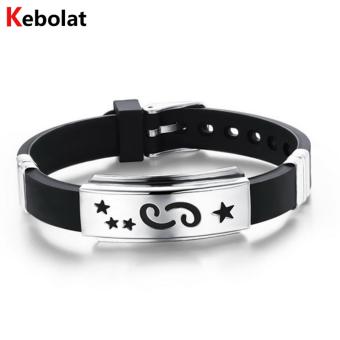 Kebolat 2017 Fashion Twelve Constellations Men Bracelet Stainless Steel Wire Silicone Bracelets Cool Man Casual Bracelet Trend Male Jewelry Accessorie - intl