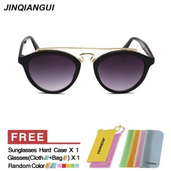 JINQIANGUI Sunglasses Women Oval Plastic Frame Sun Glasses Grey Color Eyewear Brand Designer UV400 - intl