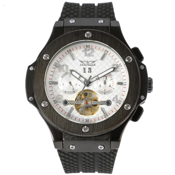 Jargar Men Mechanical Dress Watch Tourbillon Automatic Wristwatch Black Leather Strap Gift Box JAG228M03B1 (White)