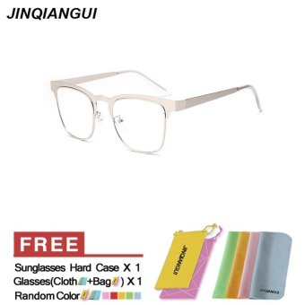 JINQIANGUI Glasses Frame Men Square Titanium Eyewear Silver Color Frame Brand Designer Spectacle Frames for Nearsighted Glasses - intl
