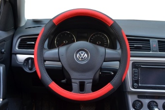 38cm New High Quality Generic Microfiber Hand-stitched Car Steering Wheel Cover Breathable and Anti-slip Fit for 95% Cars Styling(Black red) - intl