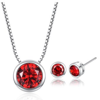 Bridal Cubic Zirconia Jewelry Set Solid 925 Sterling Silver Chain Necklace Pendant Stud Earrings