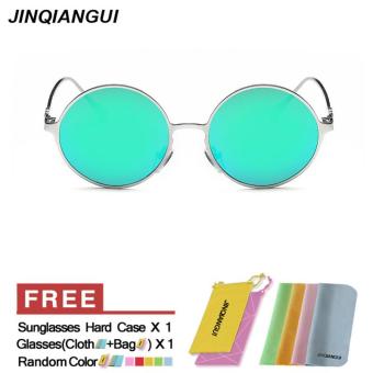 JINQIANGUI Sunglasses Men Polarized Round Retro Titanium Frame Sun Glasses Green Color Eyewear Brand Designer UV400 - intl