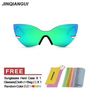 JINQIANGUI Sunglasses Women Cat Eye Retro Titanium Frame Sun Glasses BlueGreen Color Eyewear Brand Designer UV400 - intl