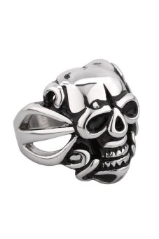 GOMAYA Punk Mysterious Ghost Titanium Steel Ring (Silver)