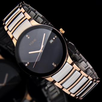moob YOME's watch is brand Mens watch waterproof fashion quartz watch fine steel lovers fashion watch (1 X women Watch) (Black)