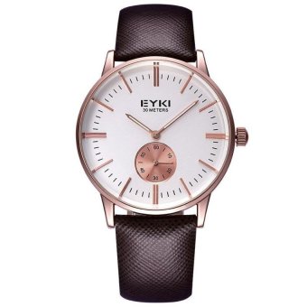 fehiba Bikisoft EYKI Lichade Fashion Leather Watchband men reallysmall dial quartz movement watches wholesale (Brown) - intl