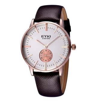 EYKI Unisex Watch Round Dial Nail Scale Alloy Case Leather Strap Watch Wristwatches Rose Gold
