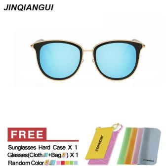 JINQIANGUI Sunglasses Women Polarized Cat Eye Retro Plastic Frame Sun Glasses Blue Color Eyewear Brand Designer UV400 - intl