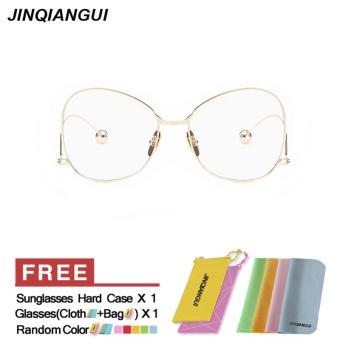 JINQIANGUI Fashion Glasses Frame Pilot Glasses Gold Frame Glasses Titanium Frames Plain for Myopia Women Eyeglasses Optical Frame Glasses - intl