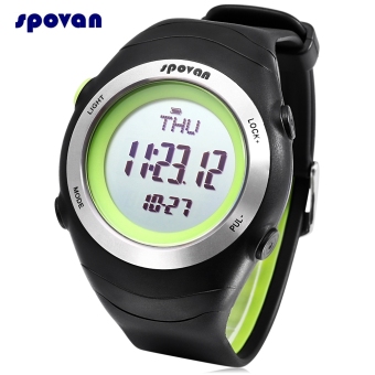 SPOVAN SPV908 Male Digital Sport Watch Heart Rate Tracker 3D Intelligent Pedometer SPL Wristwatch (Green) - intl