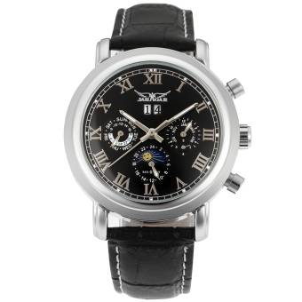 Jargar Moon Phase Roman Numerals Men's Luxury Automatic Watch (Black)