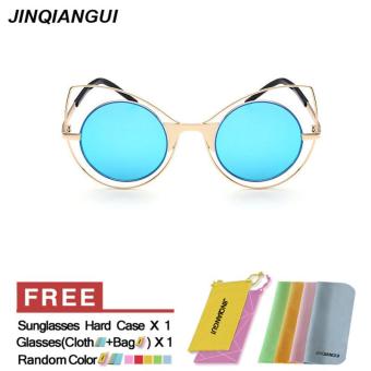 JINQIANGUI Sunglasses Women Cat Eye Retro Titanium Frame Sun Glasses Blue Color Eyewear Brand Designer UV400 - intl