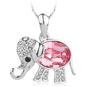 Jewelry Pendant Mother's Day Gift Baby Elephant Crystal Necklace Silver Plated with Crystal Inlaid Elephant Shape Necklace Pendant - intl