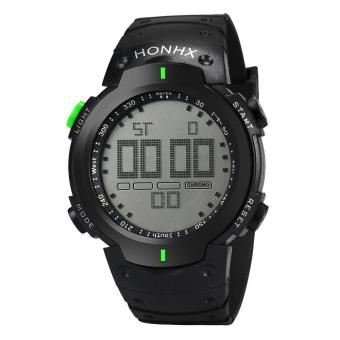 Fashion Waterproof Men's Boy LCD Digital Stopwatch Date Rubber Sport Wrist Watch Green - intl