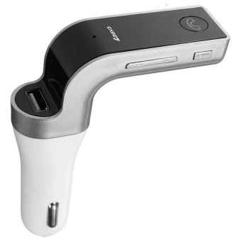 Universal 4 in 1 Hands Free LED Bluetooth Car FM Transmitter MP3 Car Charger - G7 - Silver