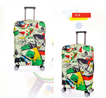 FLORA Stretchable Elasticy 22-24 inch Waterproof Suitcase Luggage Cover to Travel-Graffiti - intl
