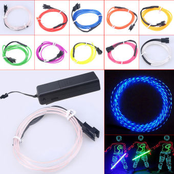 Flexible Car Chasing EL Wire Lights Flashing Strip Lamp Switch ON/OFF 1M Green Color - Intl
