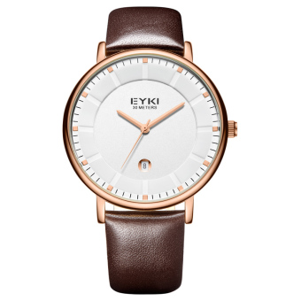 EYKI Brand Men Fashion Business Wristwatch Leather Strap Auto Date Quartz Watch Waterproof WATCH
