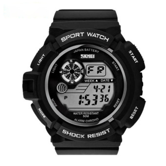 relogio digital Sport Watches Men Digital Watches 50M Waterproof Multifunction Climbing Dive LCD men's Wristwatch digital-watch(White)