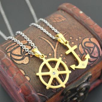 Boat Anchor Couples Necklaces Navy Style Accessories with Titanium Stainless Steel No Fade Lovers Pendant Necklace(Black) - intl