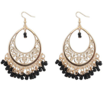 New Fashion Jewelry Bohemia Water Droplets Tassel Drop Earrings National Sytle Charm Hanging Earrings for women lady(Black)
