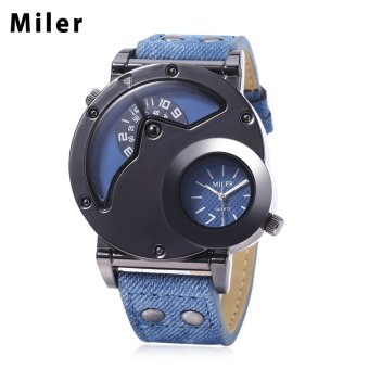 SH Miler A8305 Men Quartz Watch Punk PU Band Unique Sub-dials Outdoor Sports Wristwatch Blue - intl