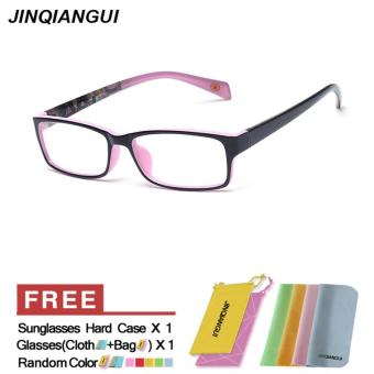 JINQIANGUI Fashion Glasses Frame Rectangle Glasses Pink Frame Glasses Plastic Frames Plain for Myopia Women Eyeglasses Optical Frame Glasses - intl